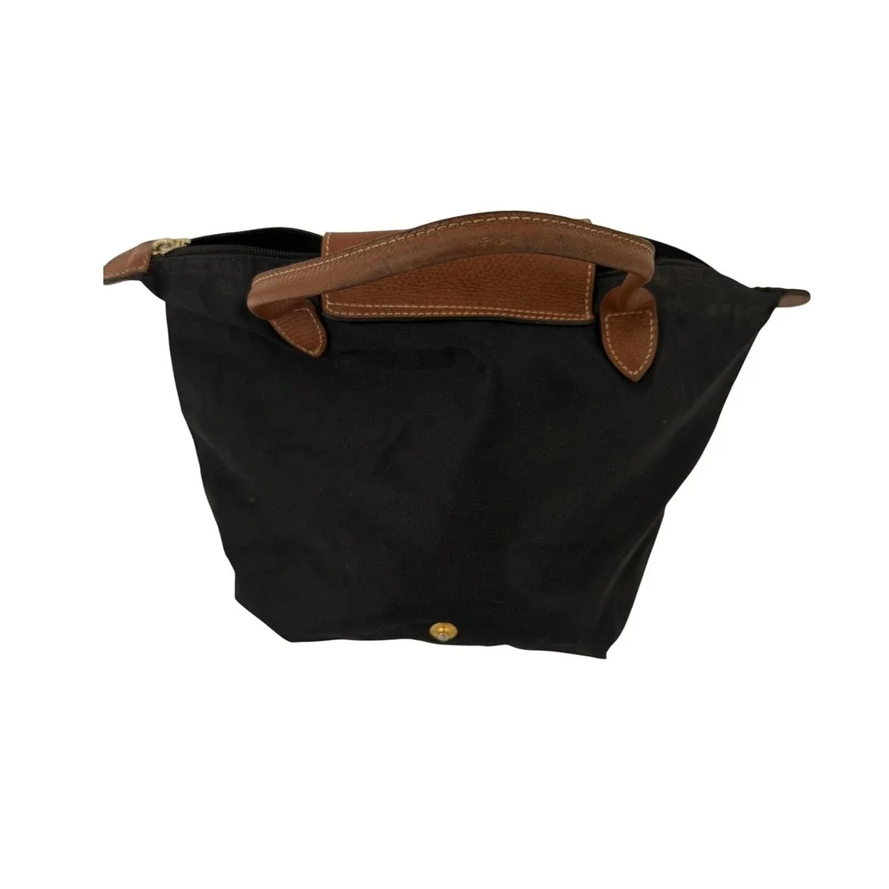 Longchamp Le Pliage Small Tote Bag Black Nylon Leather Trim 1621089001